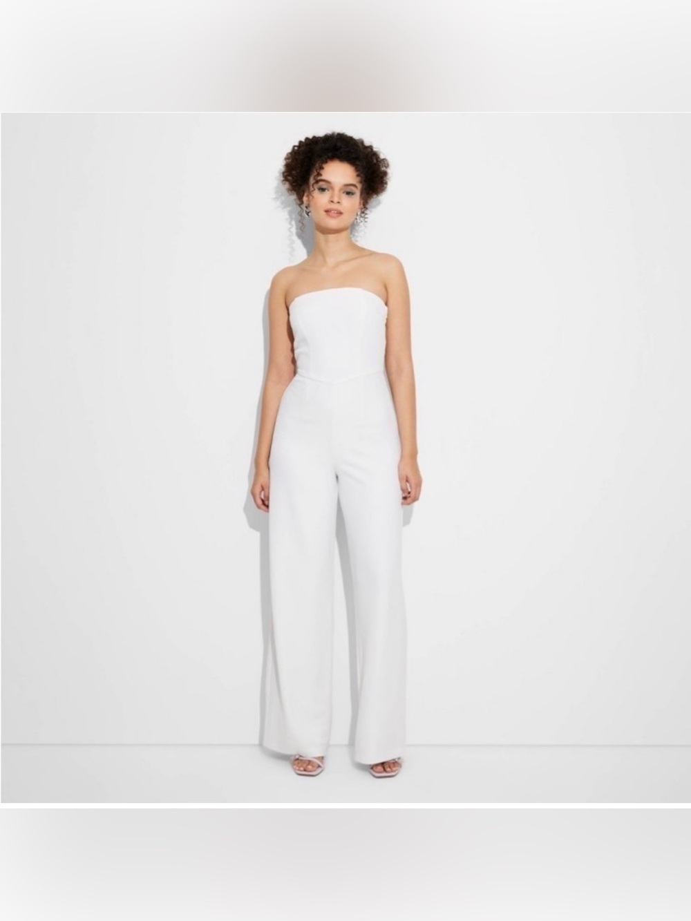 wild fable Strapless Wide-Leg Jumpsuit in White